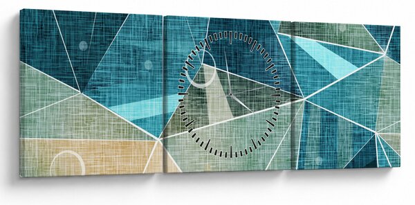 Obraz - Tyrkysová abstrakcia (s hodinami) (90x30 cm)