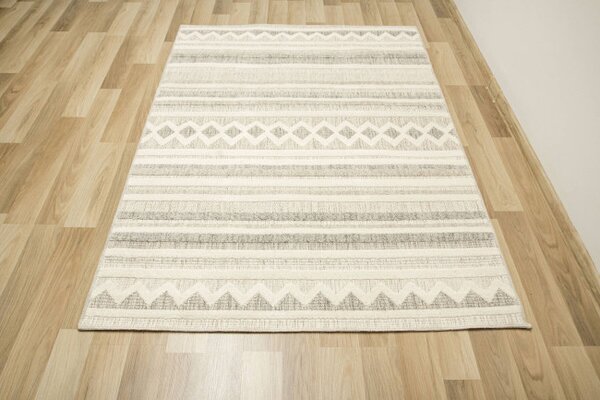 Koberec Cotton C102 Etno / kosoštvorce, krémový / sivý / béžový