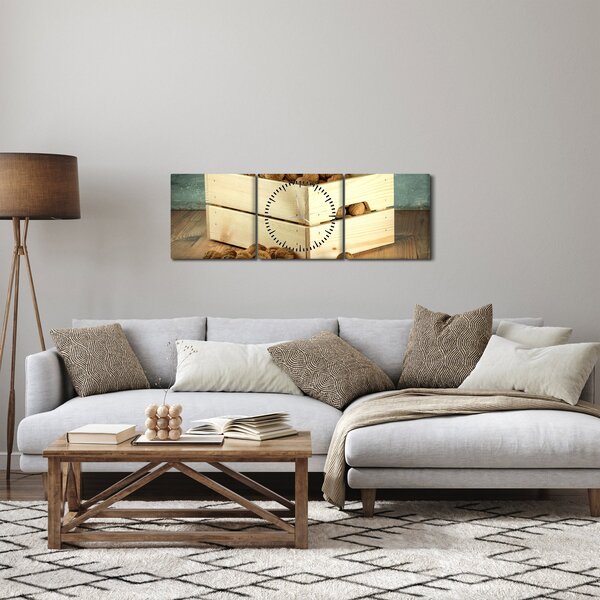 Obraz - Jesenné zátišie s orechmi (s hodinami) (90x30 cm)