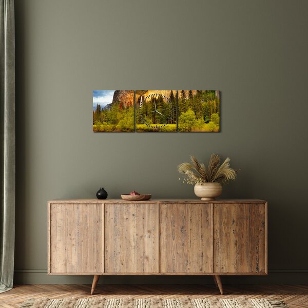 Obraz - Skaly pri jazere (s hodinami) (90x30 cm)