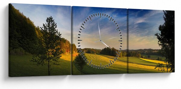 Obraz - Horská lúka (s hodinami) (90x30 cm)