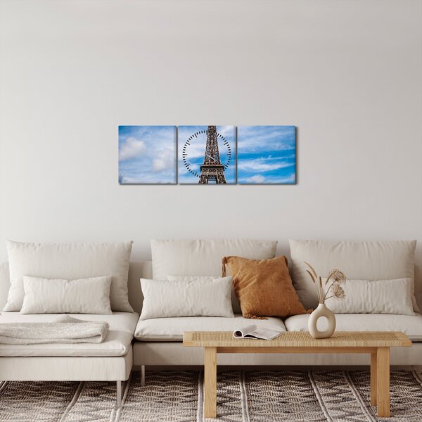 Obraz - Eiffelova veža (s hodinami) (90x30 cm)