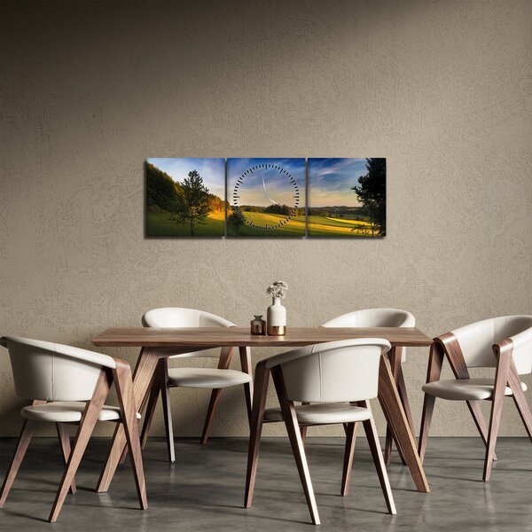 Obraz - Horská lúka (s hodinami) (90x30 cm)