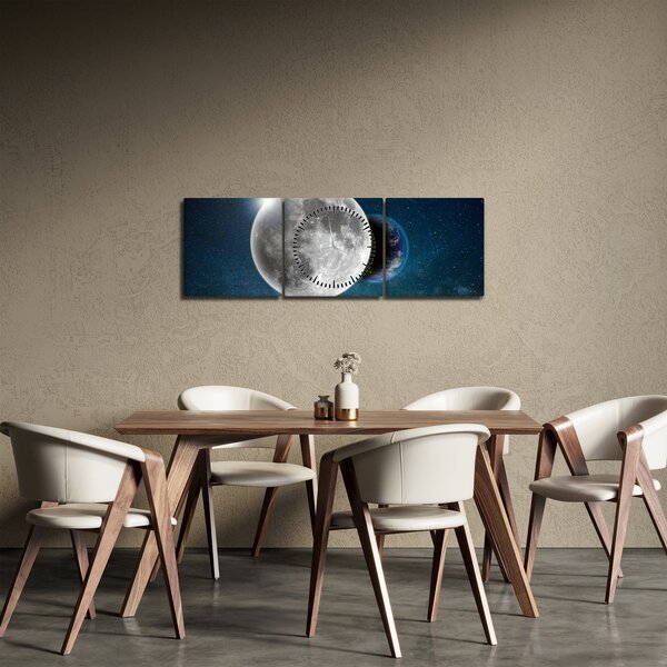 Obraz - Zem v zákryte Mesiaca (s hodinami) (90x30 cm)