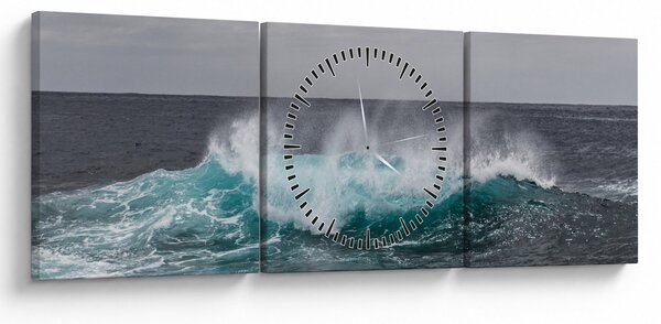 Obraz - Vlny v oceáne (s hodinami) (90x30 cm)