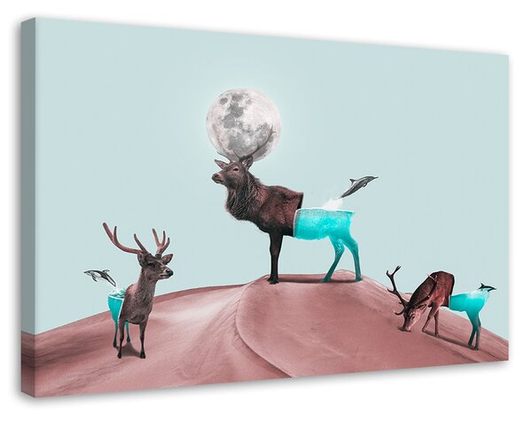 Obraz Zvieratá jeleň surrealizmus - Bryantama Art Veľkosť: 100 x 70 cm, Prevedenie: Obraz na plátne