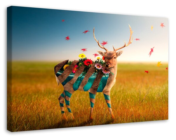 Obraz Jelenia lúka Kvety Surrealizmus - Bryantama Art Veľkosť: 100 x 70 cm, Prevedenie: Obraz na plátne