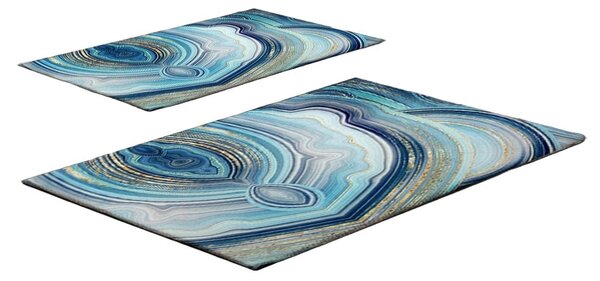 Modré kúpeľňové predložky v súprave 2 ks 60x100 cm – Foutastic