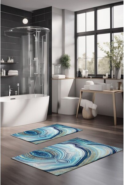 Modré kúpeľňové predložky v súprave 2 ks 60x100 cm – Foutastic