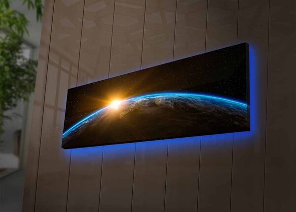 Hanah Home Obraz s LED osvetlením Zemegule 90x30 cm