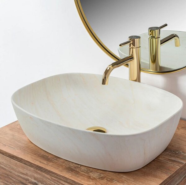 Rea Freja, umývadlo na dosku 50 x 39 cm, imitácia kameňa-Ivory, REA-U9154