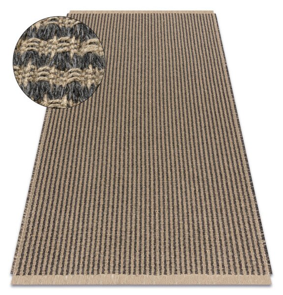 Koberec JUTE 3650 so strapcami čierny / béžový