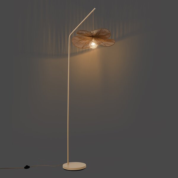 Art Deco stojacia lampa béžová s béžovým tienidlom - Nest