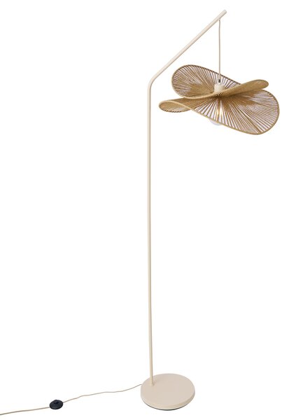 Art Deco stojacia lampa béžová s béžovým tienidlom - Nest