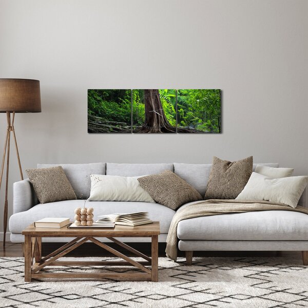 Obraz - Starý strom s koreňmi (s hodinami) (90x30 cm)
