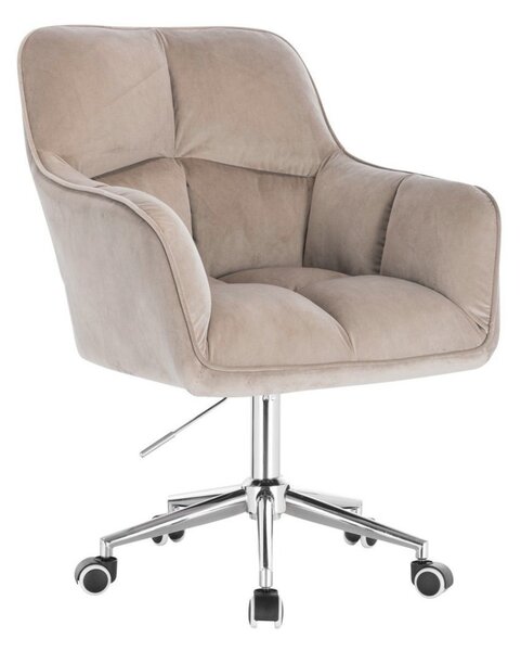 LuxuryForm DESIGN Kreslo AMALFI VELUR na striebornej podstave s kolieskami - latte