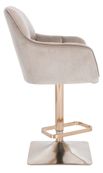 LuxuryForm DESIGN Barová stolička AMALFI VELUR na zlatej hranatej základni - latte