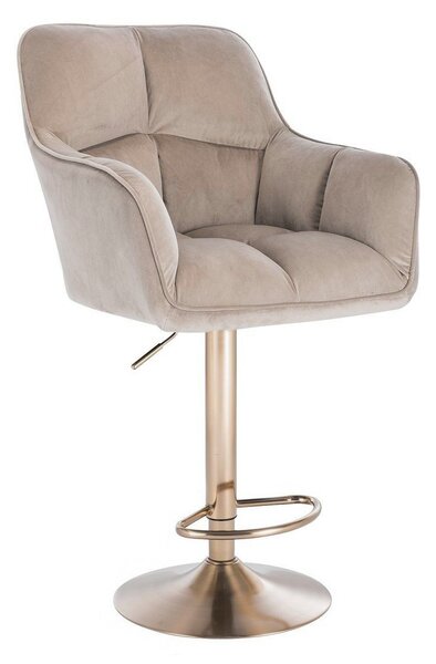 LuxuryForm DESIGN Barová stolička AMALFI VELUR na zlatom tanieri - latte