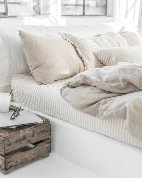 Magic Linen Ľanové prestieradlo Striped Velikost: 160 x 200 x 23 cm