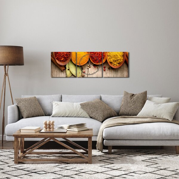 Obraz - Korenie na dreve (s hodinami) (90x30 cm)