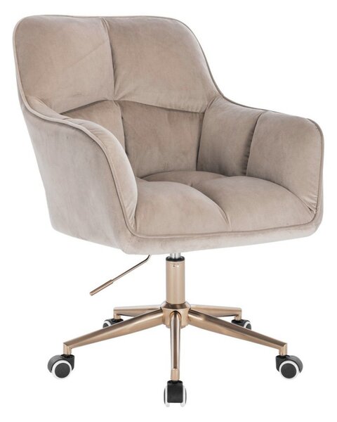 LuxuryForm DESIGN Kreslo AMALFI VELUR na zlatej podstave s kolieskami - latte