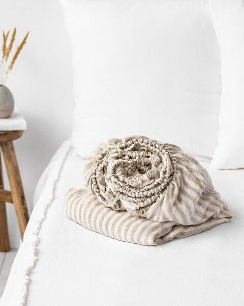 Magic Linen Ľanové prestieradlo Striped Velikost: 160 x 200 x 23 cm