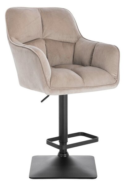 LuxuryForm DESIGN Barová stolička AMALFI VELUR na čiernej hranatej podstave - latte