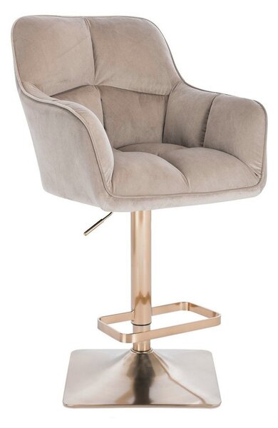 LuxuryForm DESIGN Barová stolička AMALFI VELUR na zlatej hranatej základni - latte