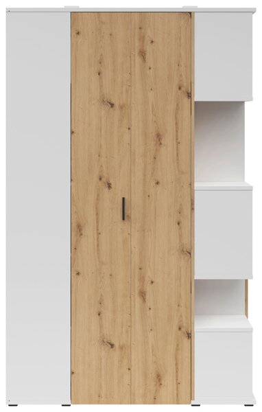 ROHOVÁ ŠATNÍKOVÁ SKRIŇA, biela, dub artisan, 136/216/135 cm Xora - Skrine
