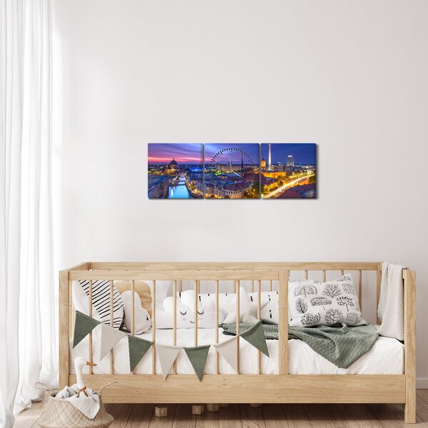 Obraz - Modré nebo nad Berlínom (s hodinami) (90x30 cm)