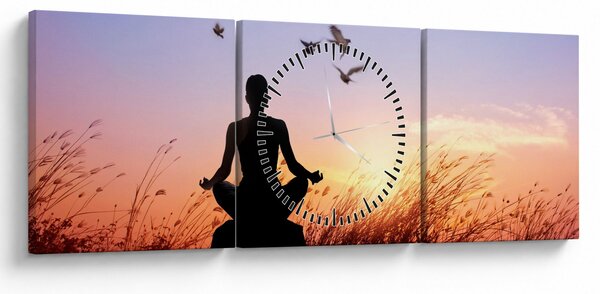Obraz - Meditácia (s hodinami) (90x30 cm)