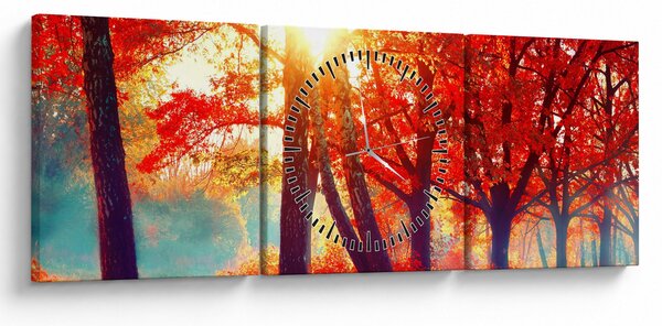 Obraz - Jesenná krajina (s hodinami) (90x30 cm)