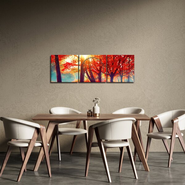 Obraz - Jesenná krajina (s hodinami) (90x30 cm)