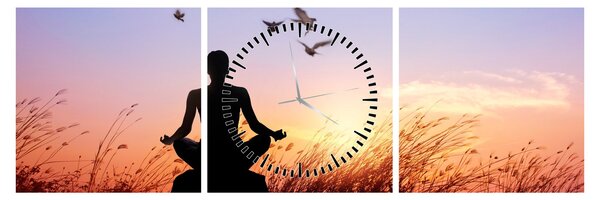 Obraz - Meditácia (s hodinami) (90x30 cm)