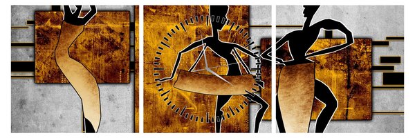 Obraz - Motívy Africkej kultúry (s hodinami) (90x30 cm)