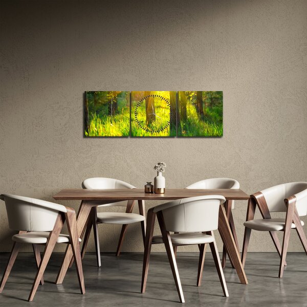Obraz - Jarné prebúdzanie lesa (s hodinami) (90x30 cm)
