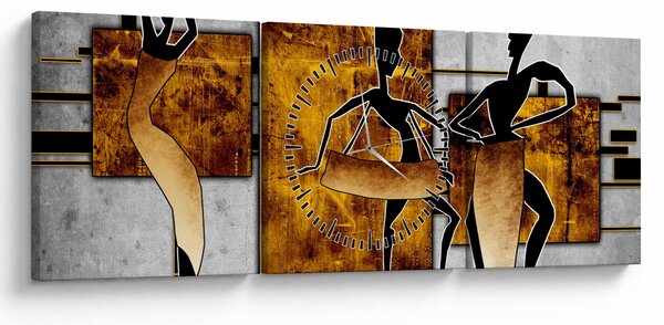 Obraz - Motívy Africkej kultúry (s hodinami) (90x30 cm)
