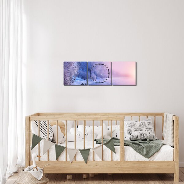 Obraz - Zamrznutá rieka (s hodinami) (90x30 cm)