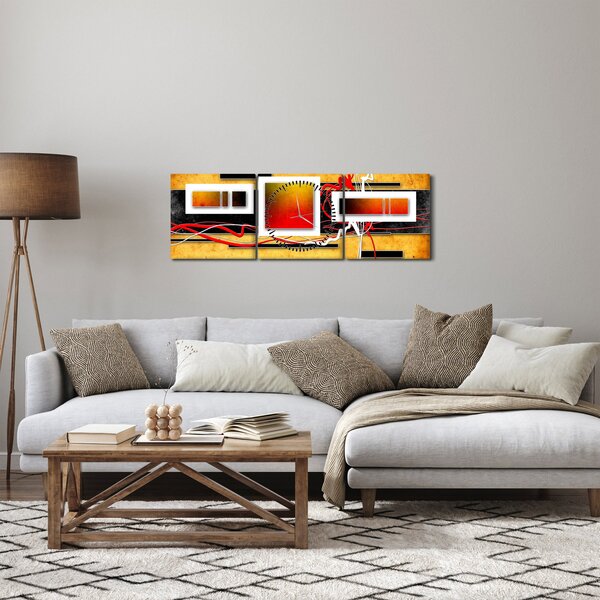 Obraz - Abstrakcia (s hodinami) (90x30 cm)