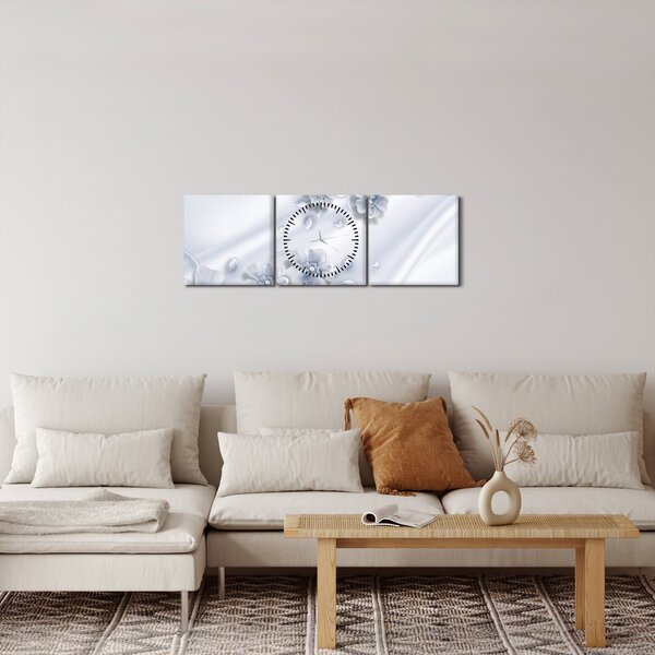 Obraz - Kvetinový dizajn (s hodinami) (90x30 cm)