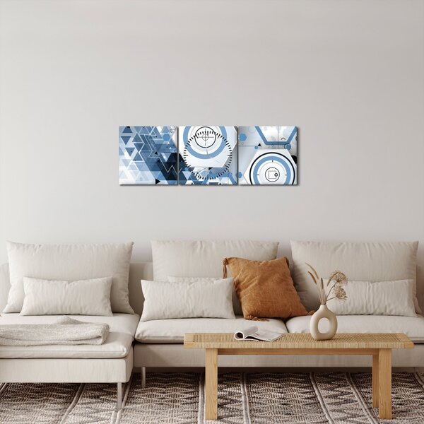Obraz - Geometrická abstrakcia (s hodinami) (90x30 cm)