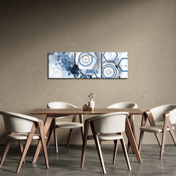 Obraz - Geometrická abstrakcia (s hodinami) (90x30 cm)