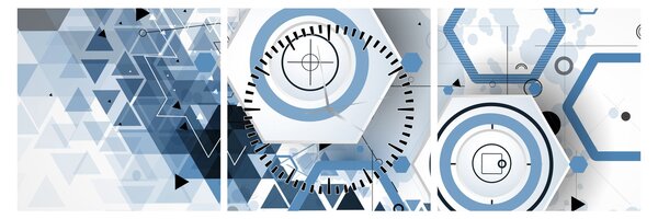 Obraz - Geometrická abstrakcia (s hodinami) (90x30 cm)