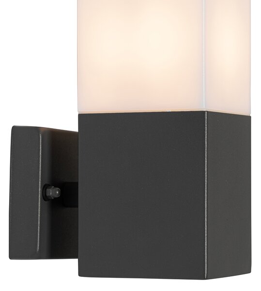 Moderná vonkajšia nástenná lampa tmavosivá s opálom - Malios