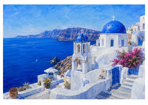 Obraz modré kupoly Santorini
