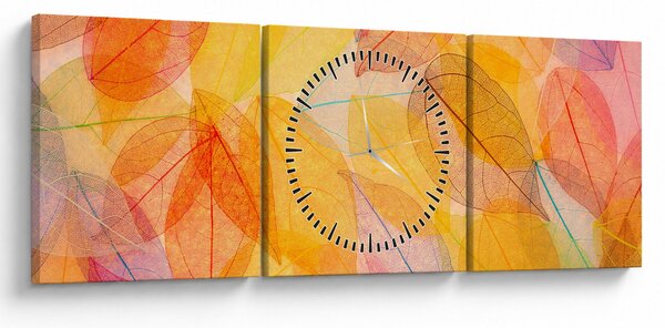 Obraz - Pozadie z jesenného lístia (s hodinami) (90x30 cm)