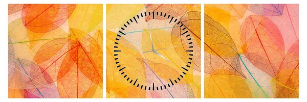Obraz - Pozadie z jesenného lístia (s hodinami) (90x30 cm)