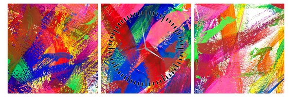 Obraz - Farebná abstrakcia (s hodinami) (90x30 cm)
