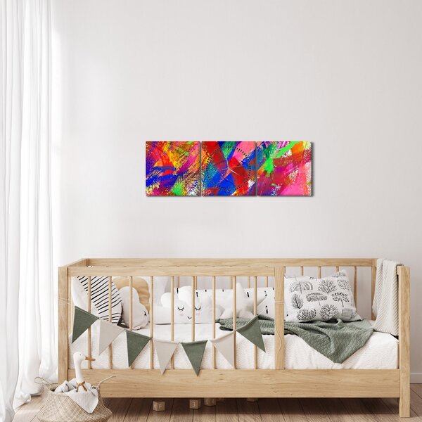 Obraz - Farebná abstrakcia (s hodinami) (90x30 cm)