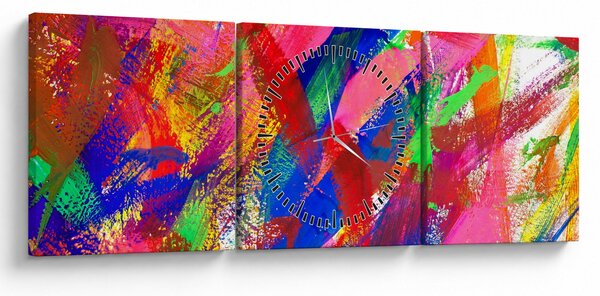 Obraz - Farebná abstrakcia (s hodinami) (90x30 cm)